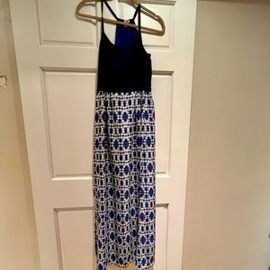 J Crew Blue Patterned Maxi Dress